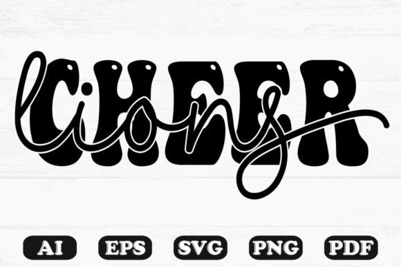 Cheer Lions Retro Wavy Svg T-shirt Graphics for Crafts