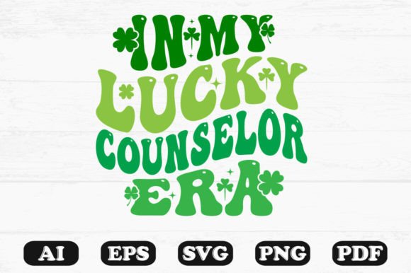 In My Lucky Counselor Era Retro Wavy Sv Graphics for Crafts