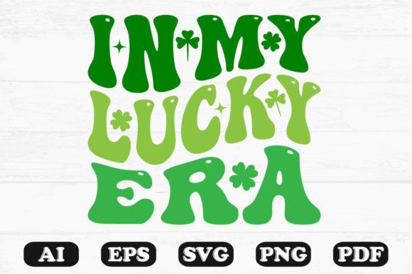 In My Lucky Era Retro Wavy Svg T-shirt Graphics for Crafts