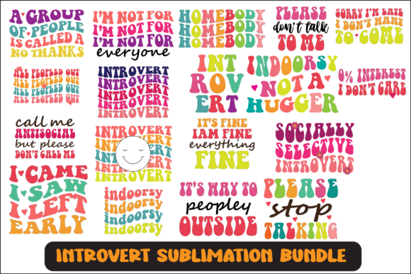 Introvert Svg Sublimation Design Bundle for Graphics and Crafts